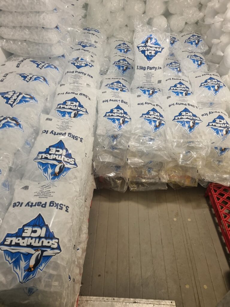 South Pole Ice party ice in our printed bags